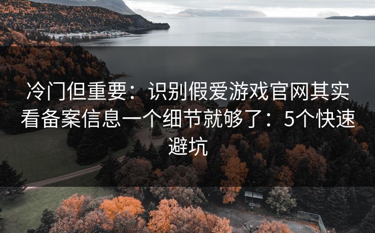冷门但重要：识别假爱游戏官网其实看备案信息一个细节就够了：5个快速避坑