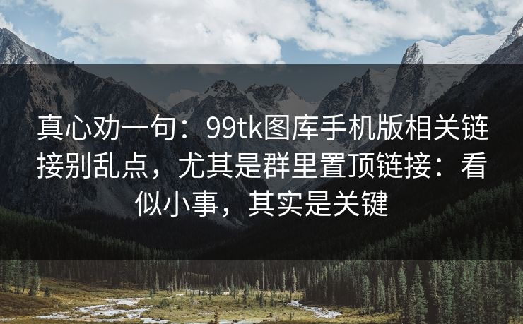 真心劝一句：99tk图库手机版相关链接别乱点，尤其是群里置顶链接：看似小事，其实是关键